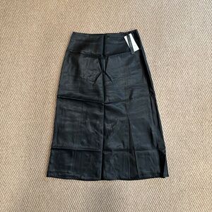 NWT Who What Wear Faux Leather Midi Skirt - Black | Size L